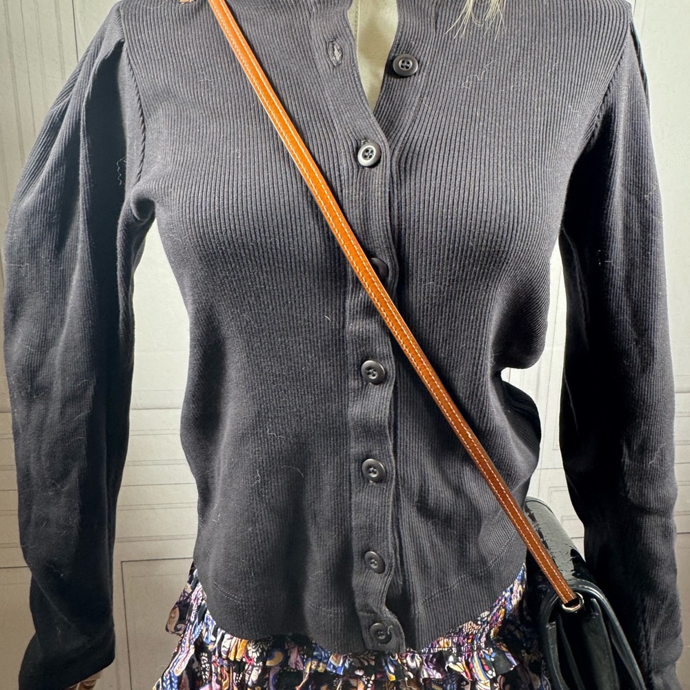 Chic Black Ribbed Cardigan